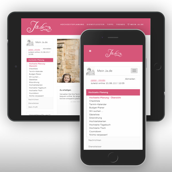 Hochzeitsplanung auf dem Handy - Ja.de als App